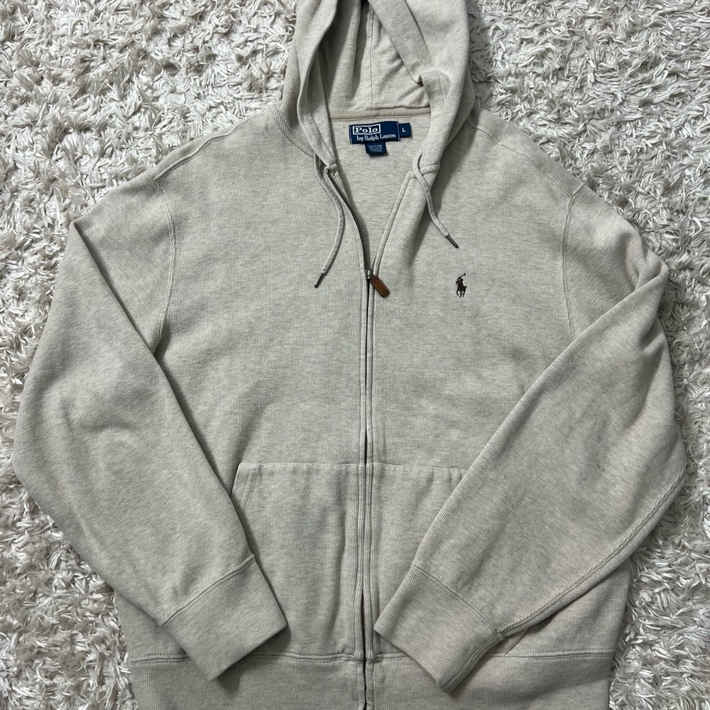 Ralph Lauren Men's Zip-Up Cream Sweater